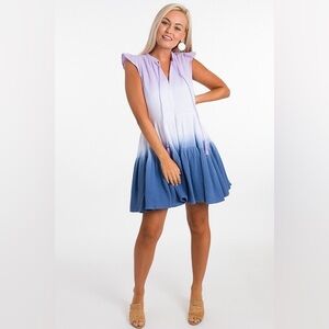 Fate White and Blue Tie Dye Gauze Sundress NWT